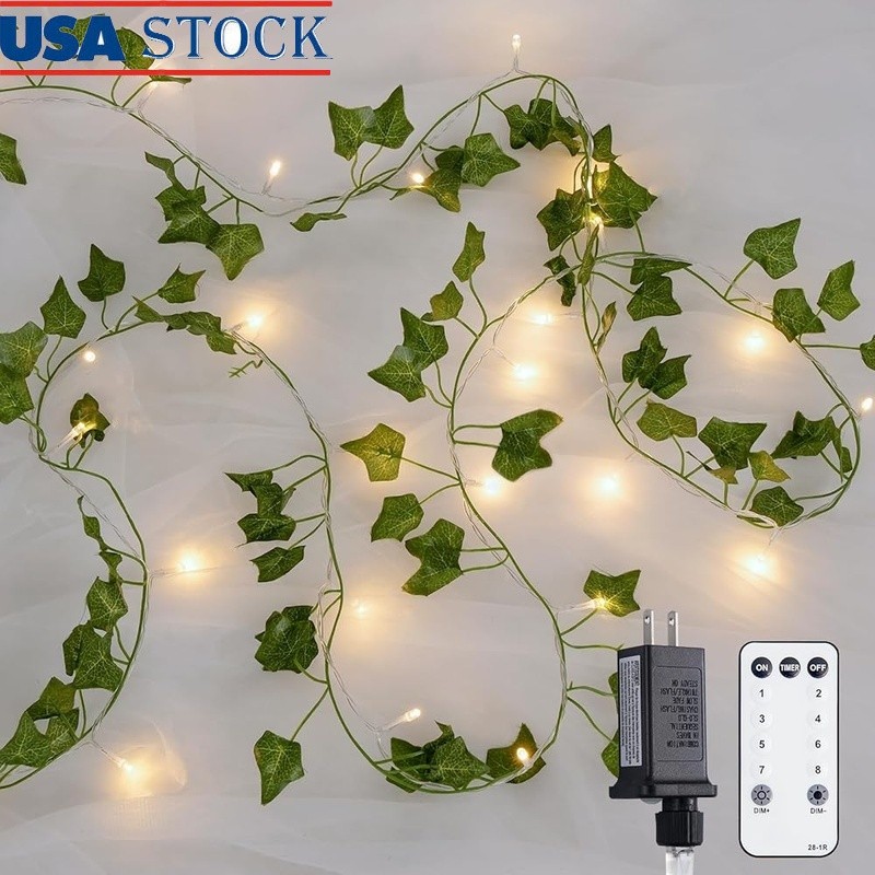Fairy String Lights W/ Timer Waterproof Ivy Vines Indoor Outdoor Party Decor New