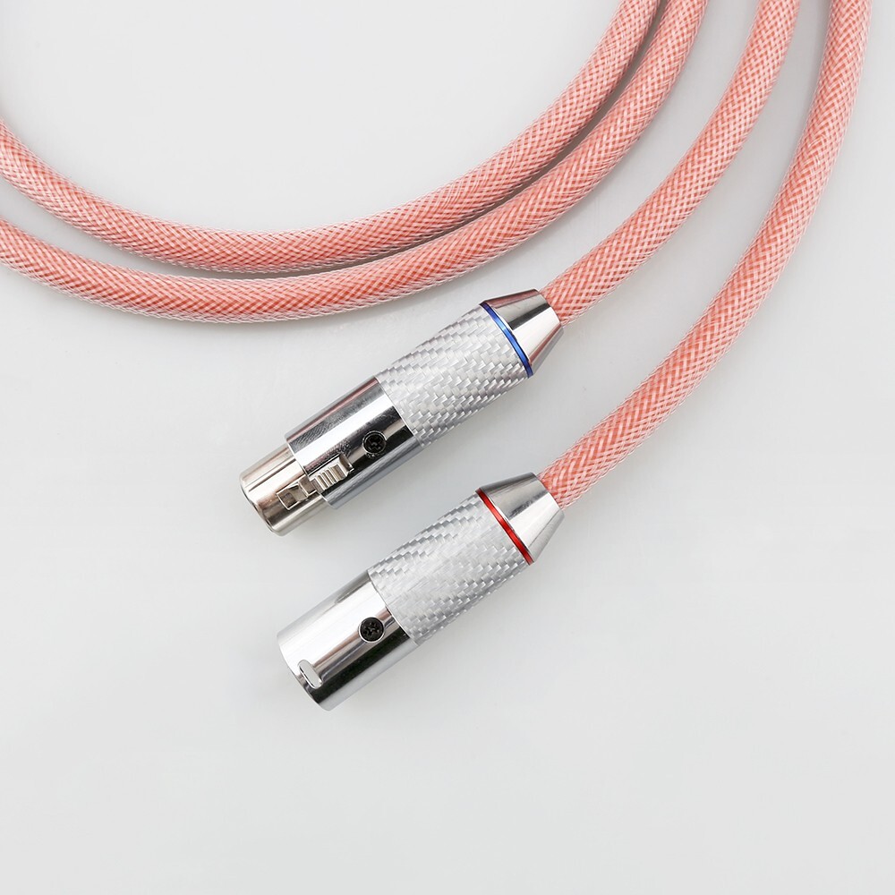 Pair 124cores Pure Solid Silver XLR Balanced Cable Hifi Audio Carbon Fiber Plug