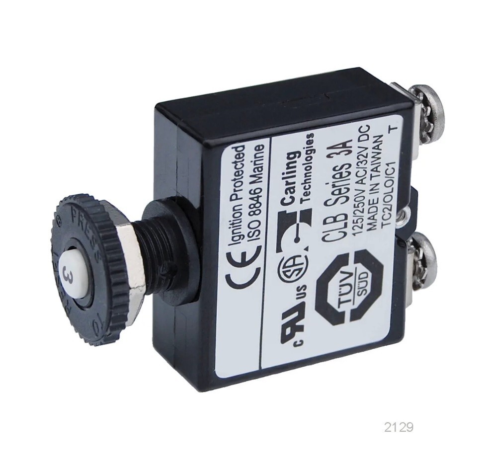 Blue Sea Circuit Breaker Push Button 3a with Screw Terminal #2129