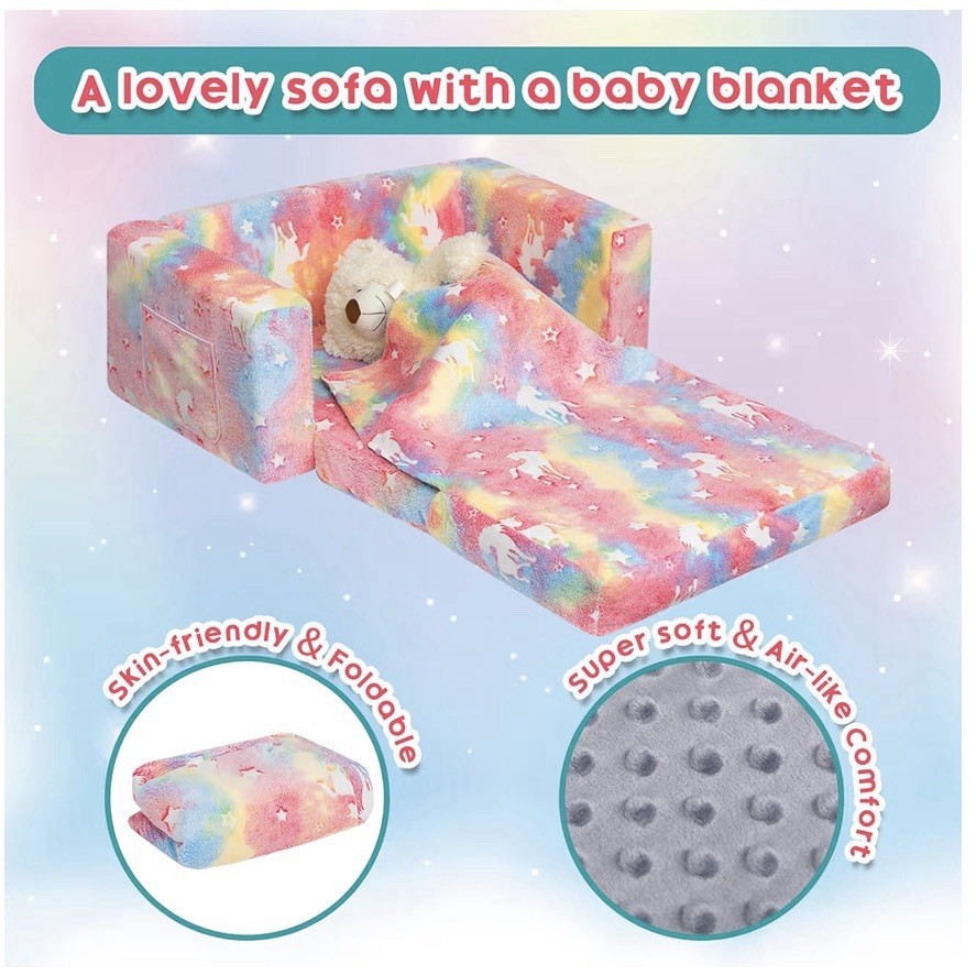 ALIMORDEN Convertible Loveseat Sofa Bed Unicorn Pattern Removable Cover
