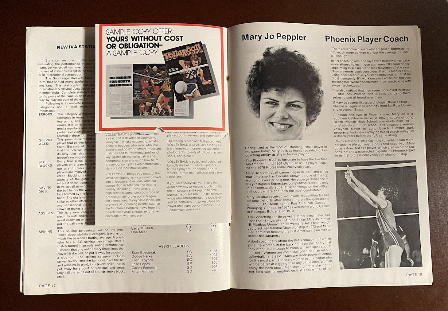 1975/76 PHOENIX HEAT PROFESSIONAL COED VOLLEYBALL TEAM PROGRAM
