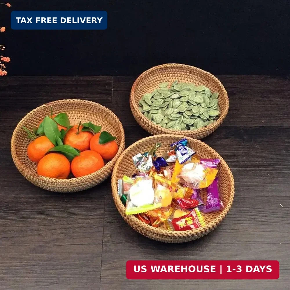 Small Round Keys Basket for Entryway Woven Baskets for Organizing Tabletop Decor