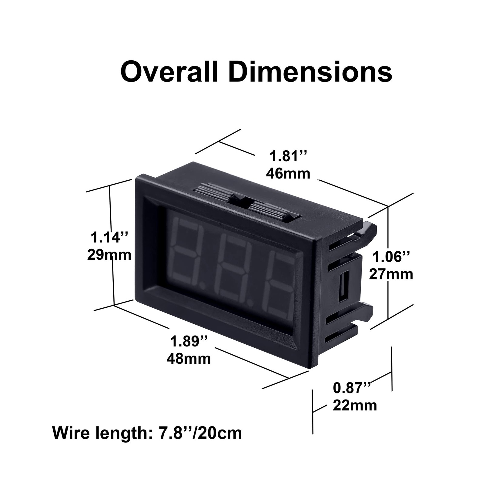 5 PCS DC 5120V Mini Voltmeter Blue LED Digital Display Panel 2Wire 0.56 Inch
