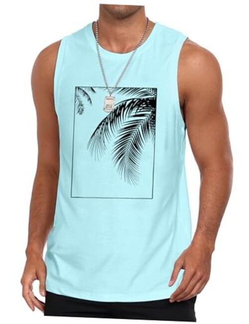 Mens Graphic Tank Tops Sleeveless Workout Gym Shirts X-Large Light Blue*02