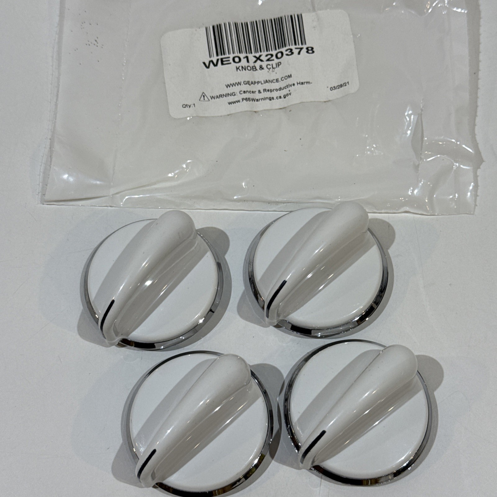 NEW Genuine GE WE01X20378 Washer/Dryer Knob White LOT OF 4 **FREE SHIPPING*