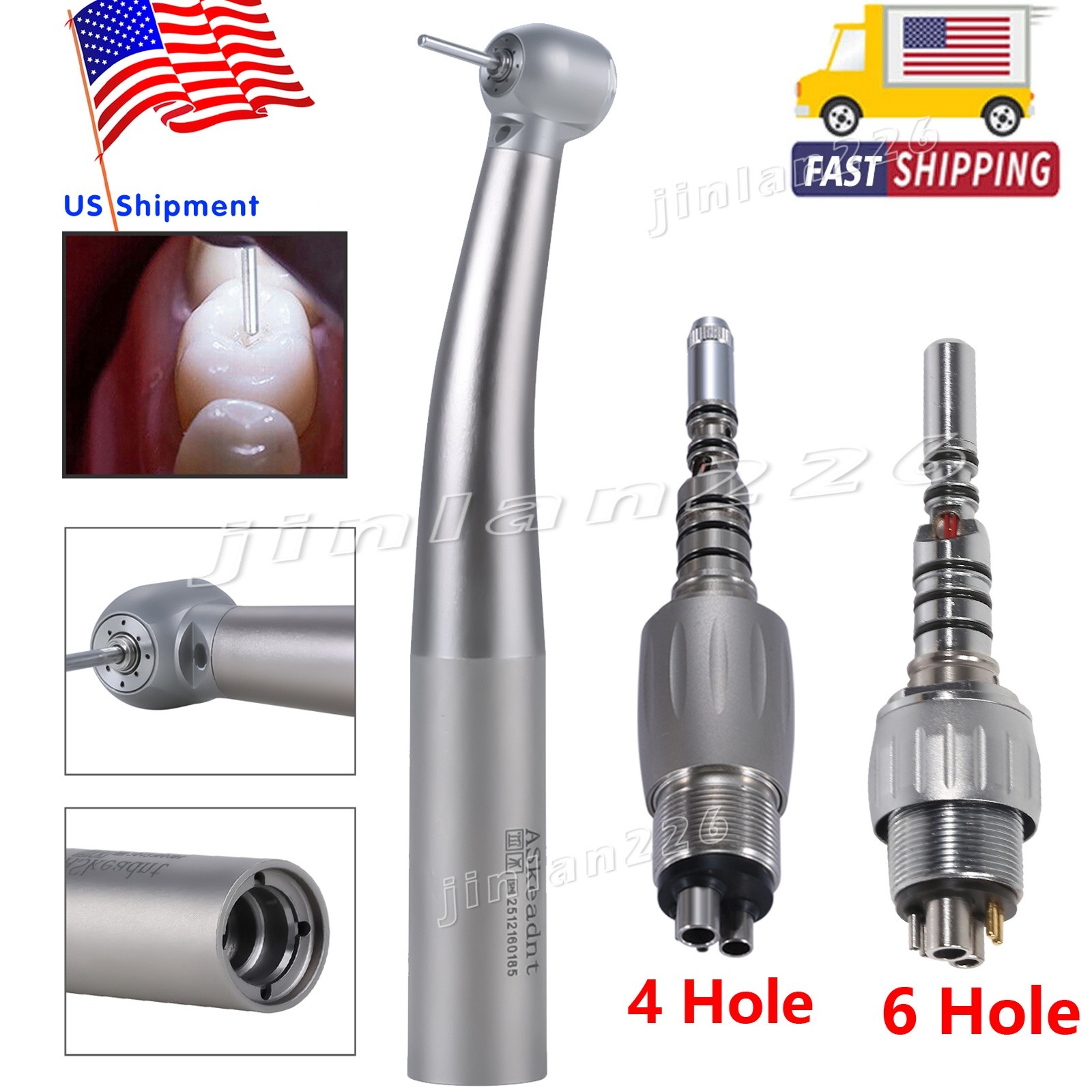 KAVO Style Dental Fiber Optic LED High Speed Handpiece /Quick Coupler 4/6 Holes