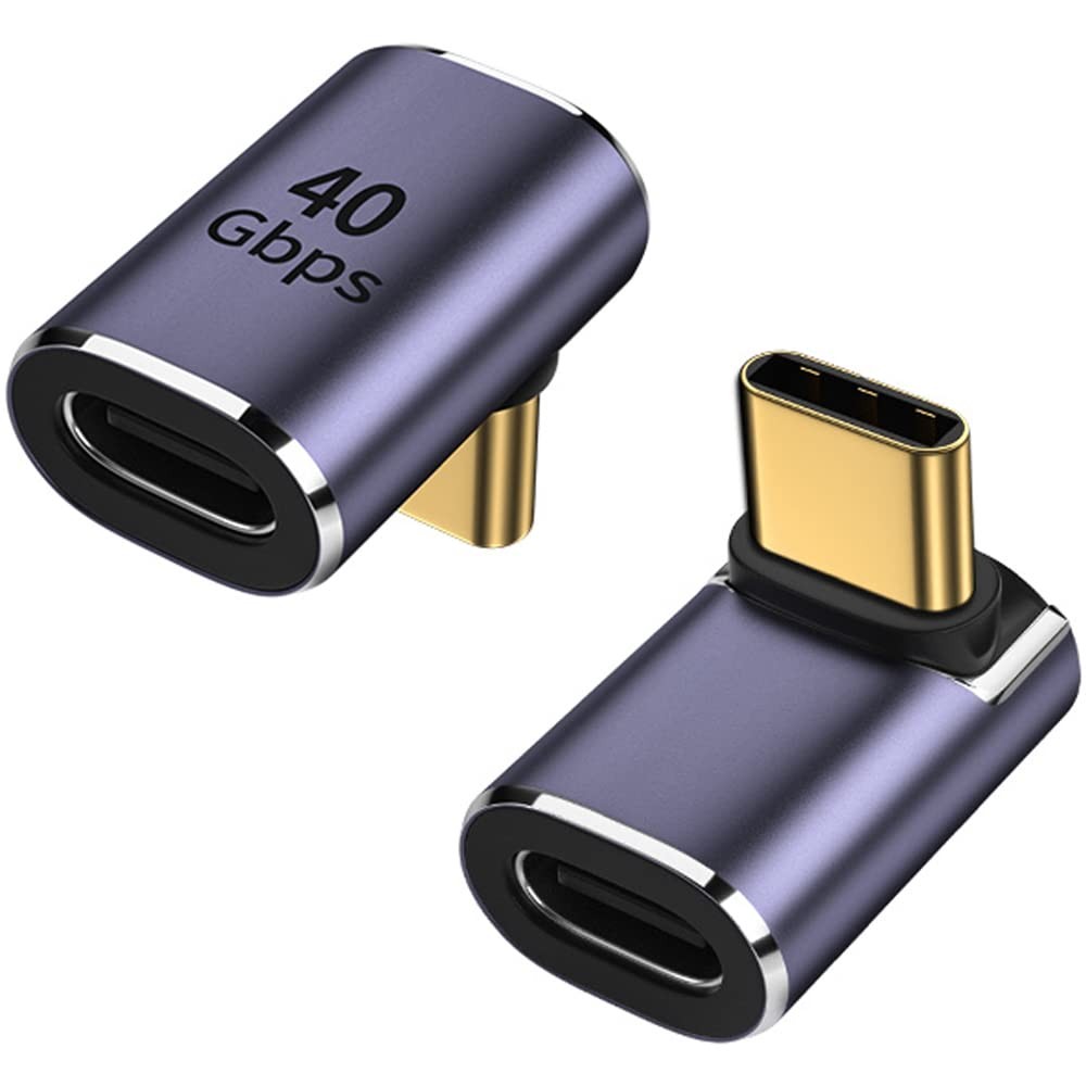 AuviPal 90 Degree Right Angle USB C Male to C Female Adapter, Up Purple