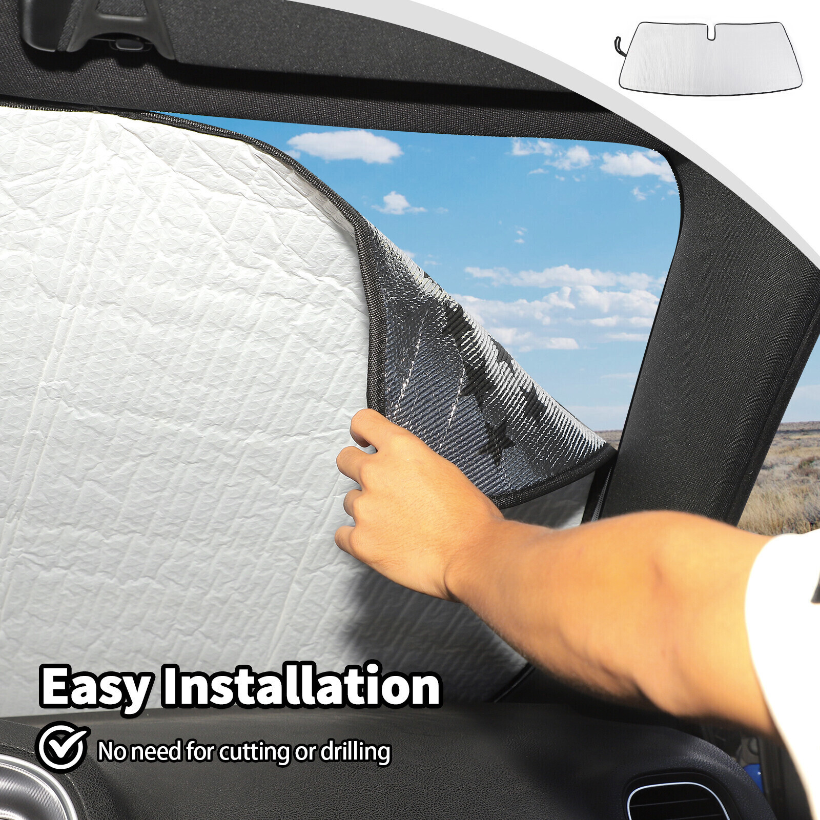 Front Windshield Sunshade Folding Sun Shade Visor Cover For Ford F150 2015-2020