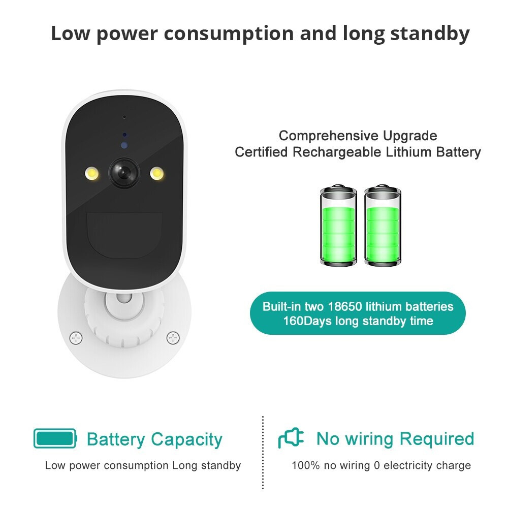 Solar Battery Powered Wireless WiFi HD Outdoor Security Camera System PIR Detect
