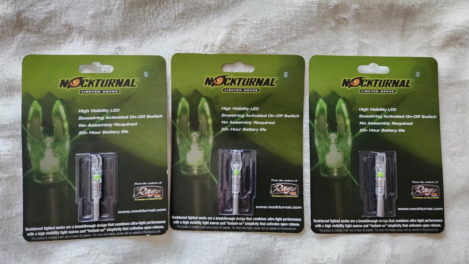 Nockturnal Lighted Nocks Size S (small) 3 Pack Green UNOPENED NRFP