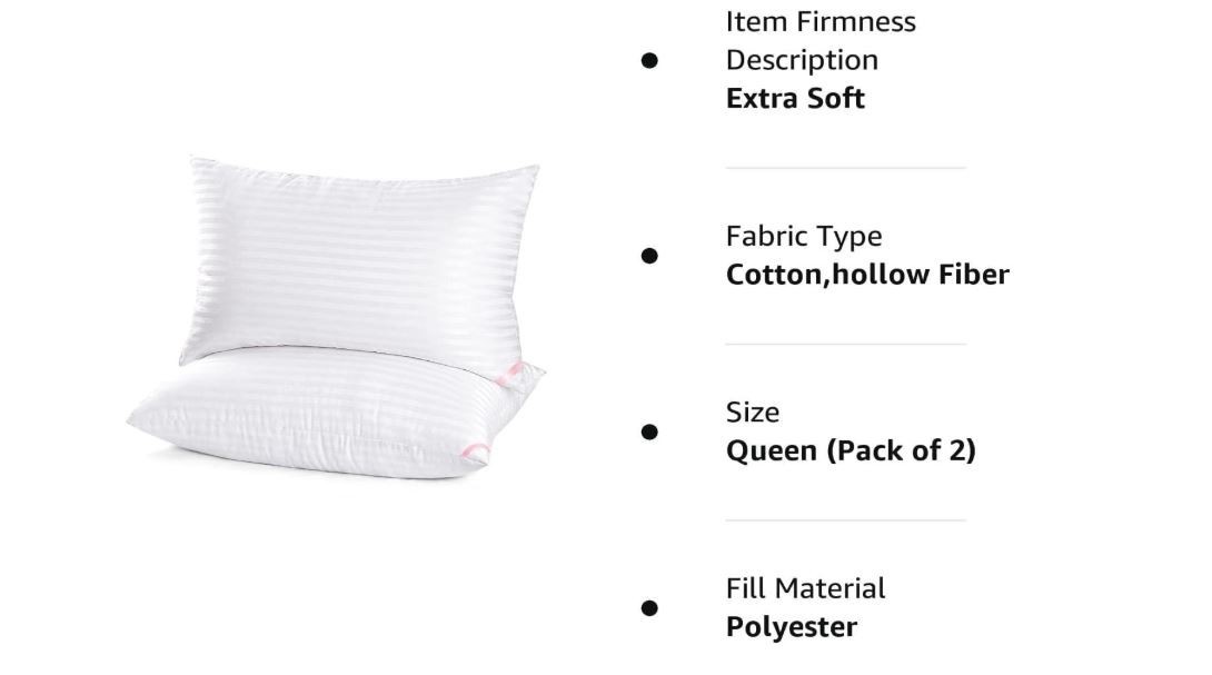 2-Pack Stripe Microfiber Bed Pillows – Breathable & Hotel Comfort