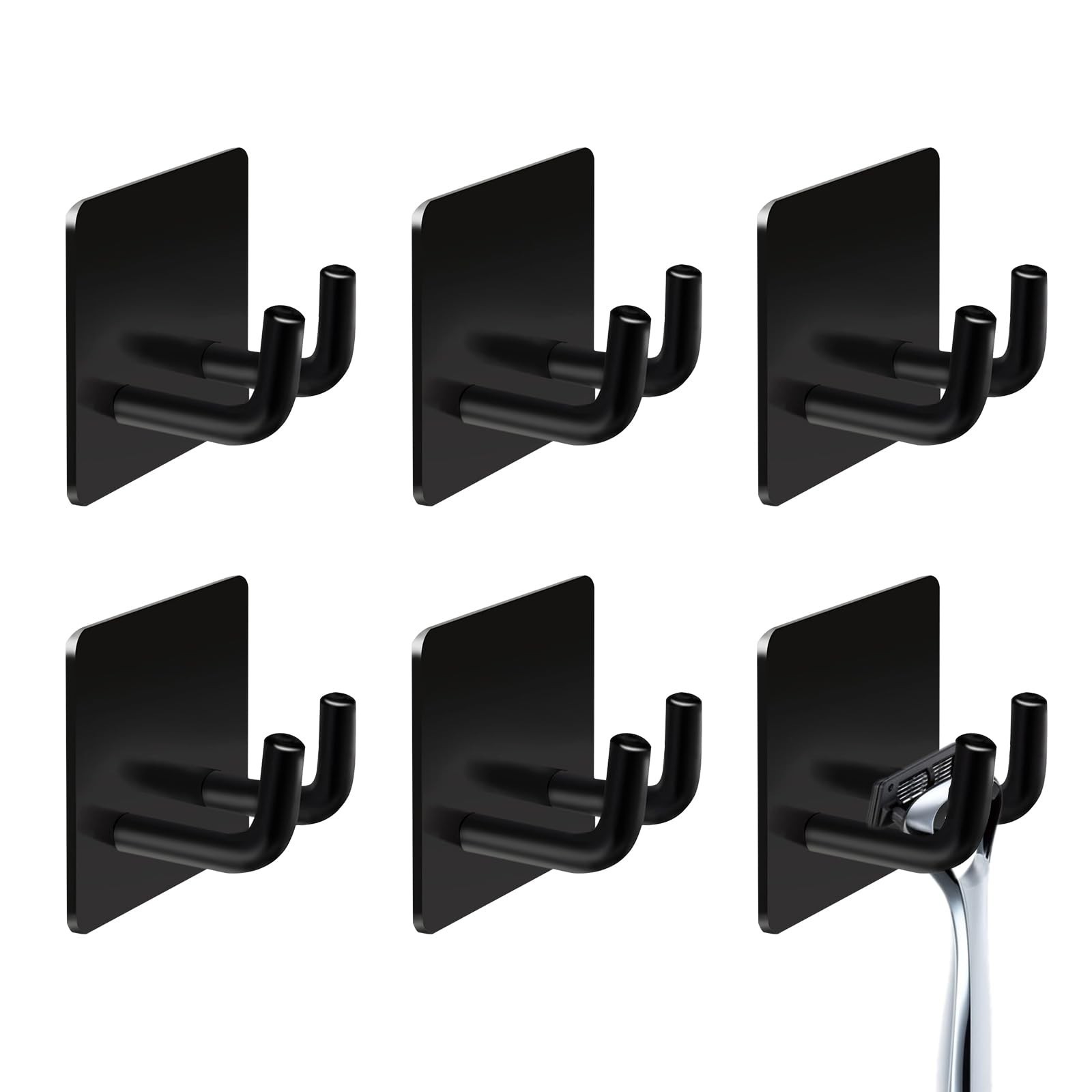 Hawsam 6 Pack Self Adhesive Wall Hooks for Hanging Heavy Duty 44LB/120kg(Max)...