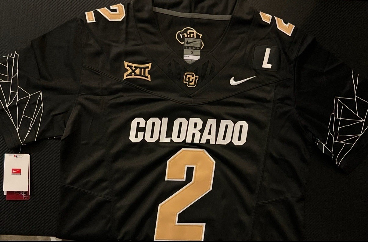 Shedeur Sanders Colorado Buffaloes Black Jersey 2024 FUSE Stitched 2 NWT