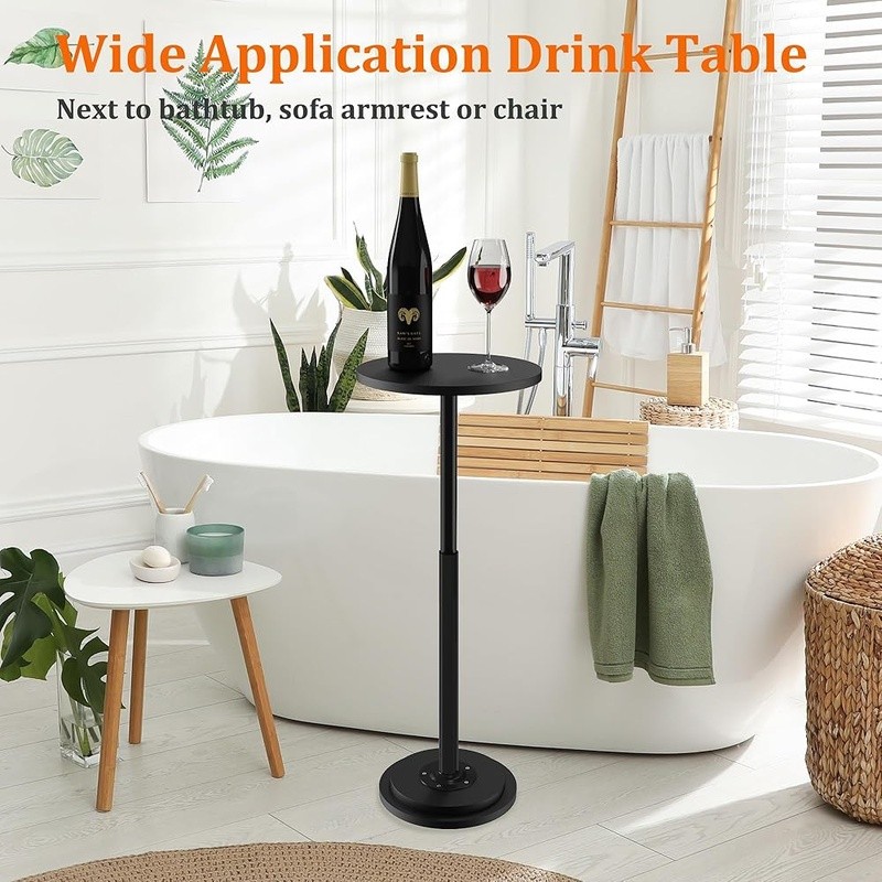 Height Adjustable Side Table Compact Round Drink Table Couch Bed Snack Tray New