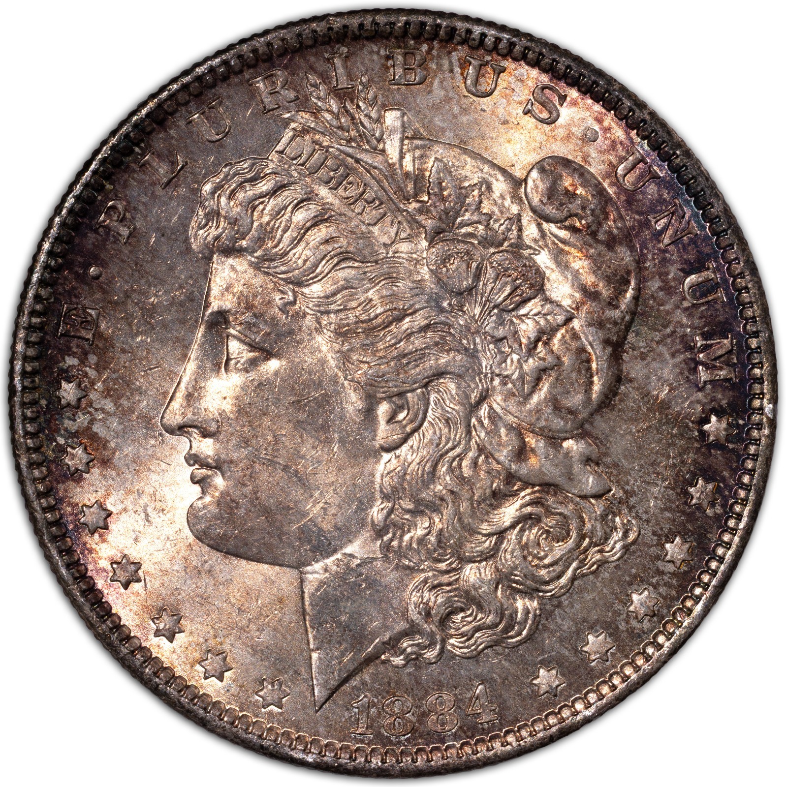 1884-O Morgan Silver Dollar $1 New Orleans BU+ Brilliant Uncirculated Toning!