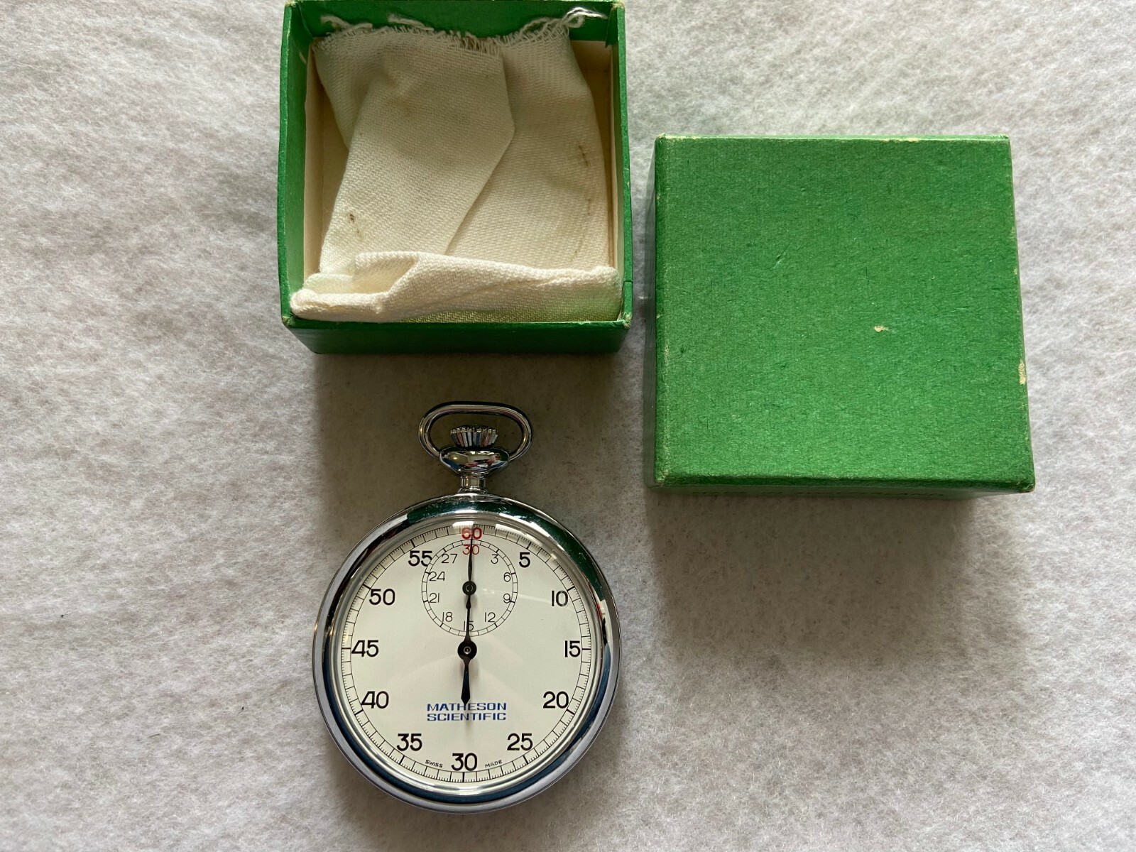 Matheson Scientific Swiss Made Vintage Mechanical Wind Up Stopwatch with Box