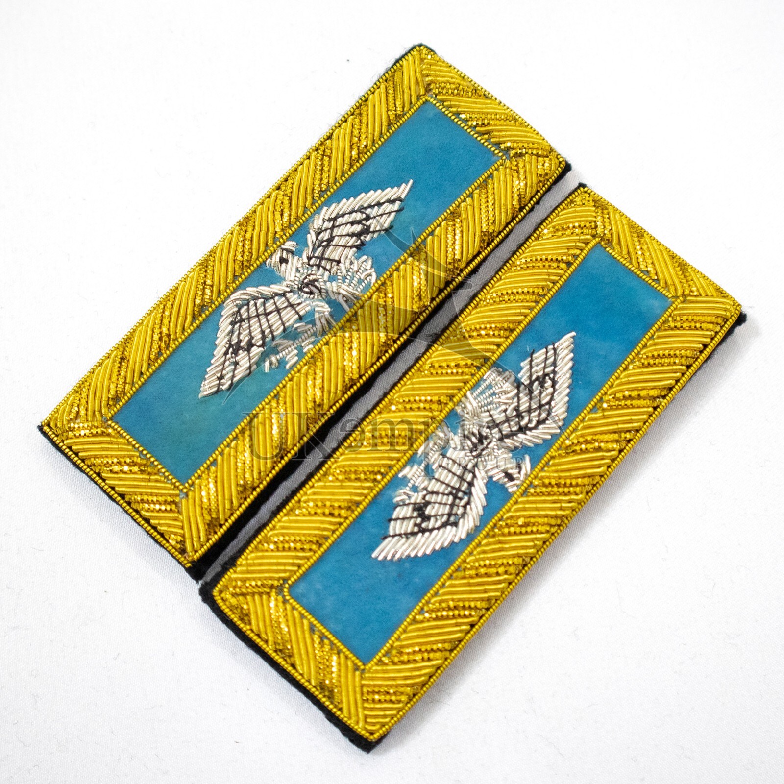Civil War US Officer Shoulder Boards Colonel (Silver Eagle) Infantry Sky Blue