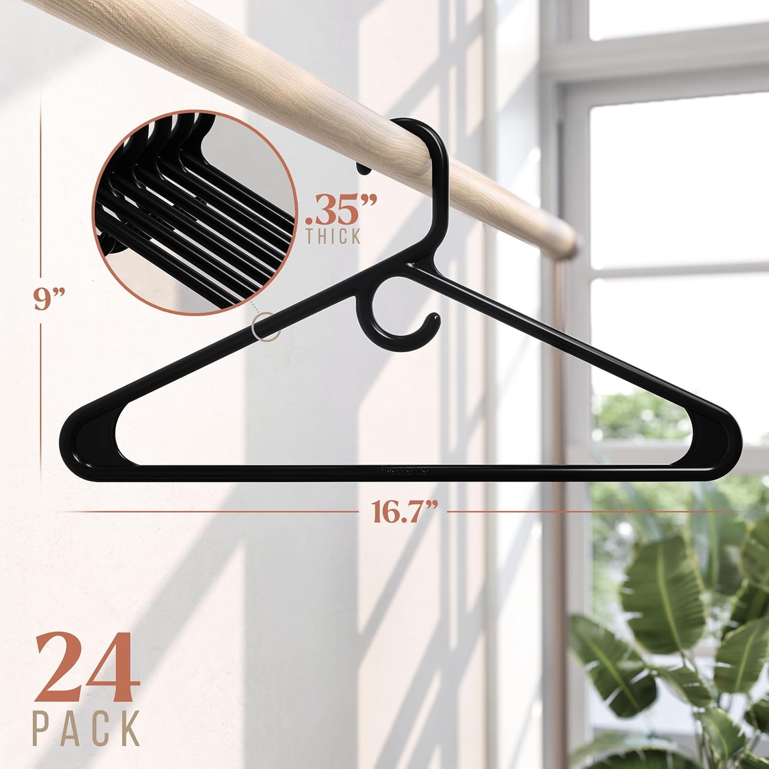 Ultra Heavy Duty Plastic Clothes Hangers Black Durable Coat Suit & Clothes