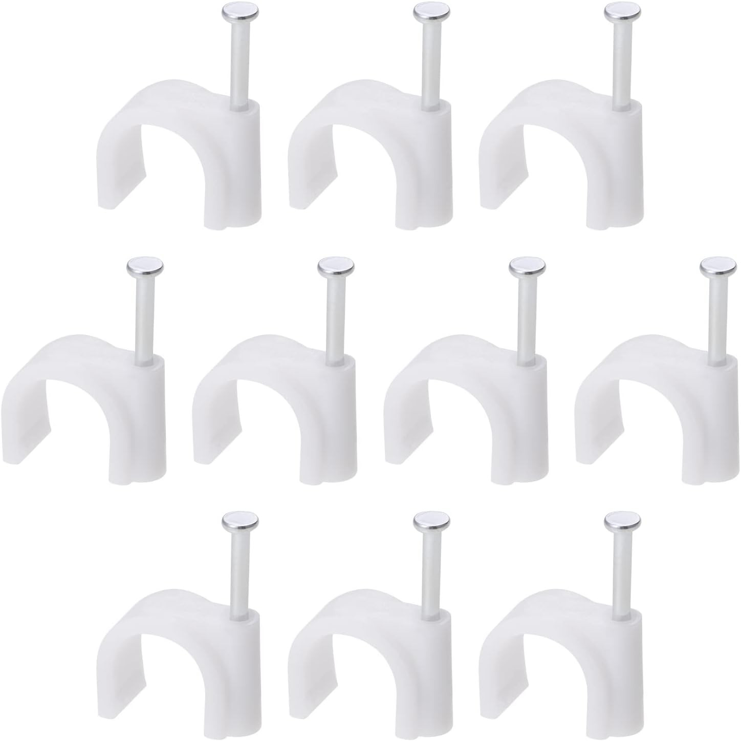 Rebower PE Cable Clip Nail Space Saving Clamp, 18mm x 7.5mm x 13mm, White