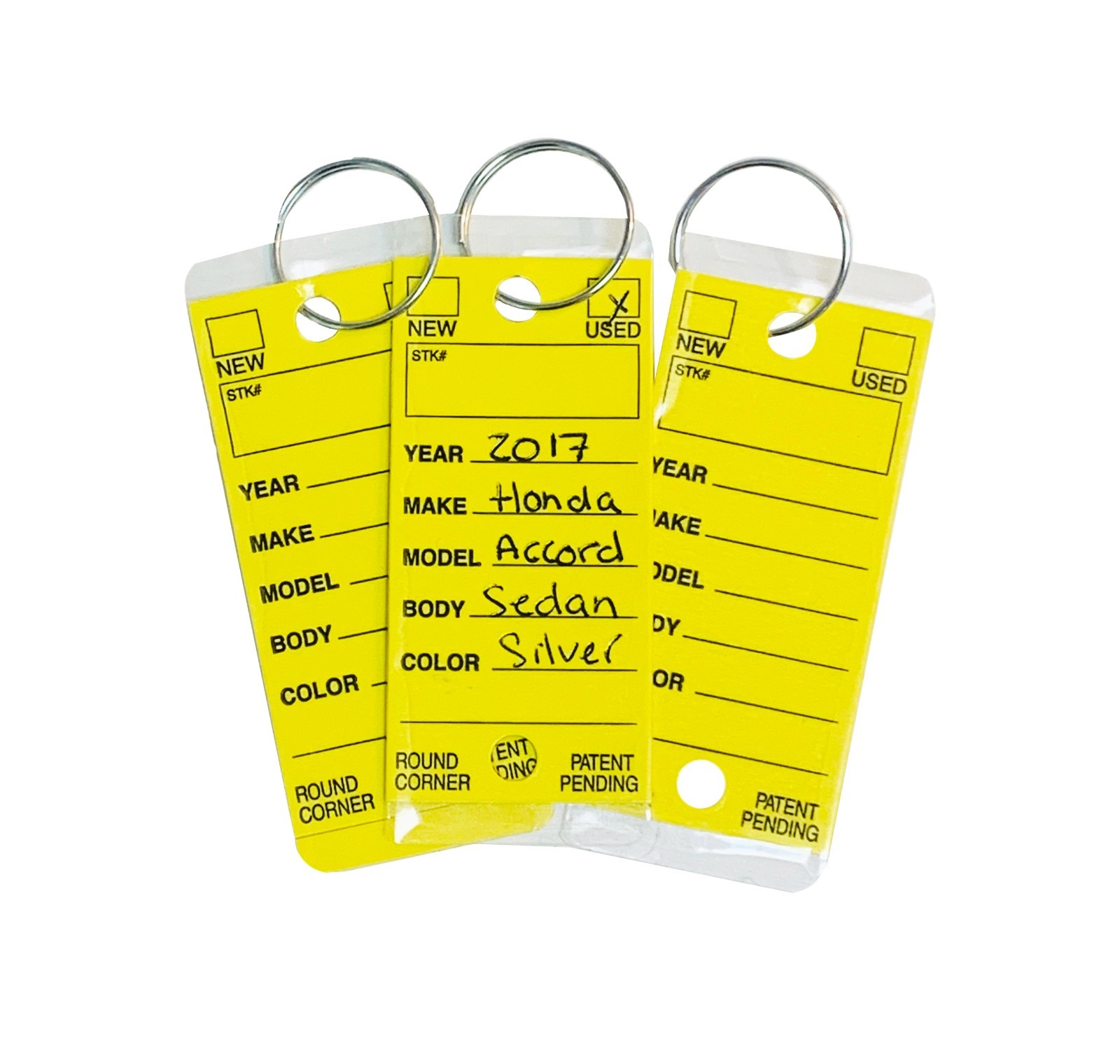 Car Dealer Key Tags 250 Pack Self-Laminating Yellow Round Corner Dealership
