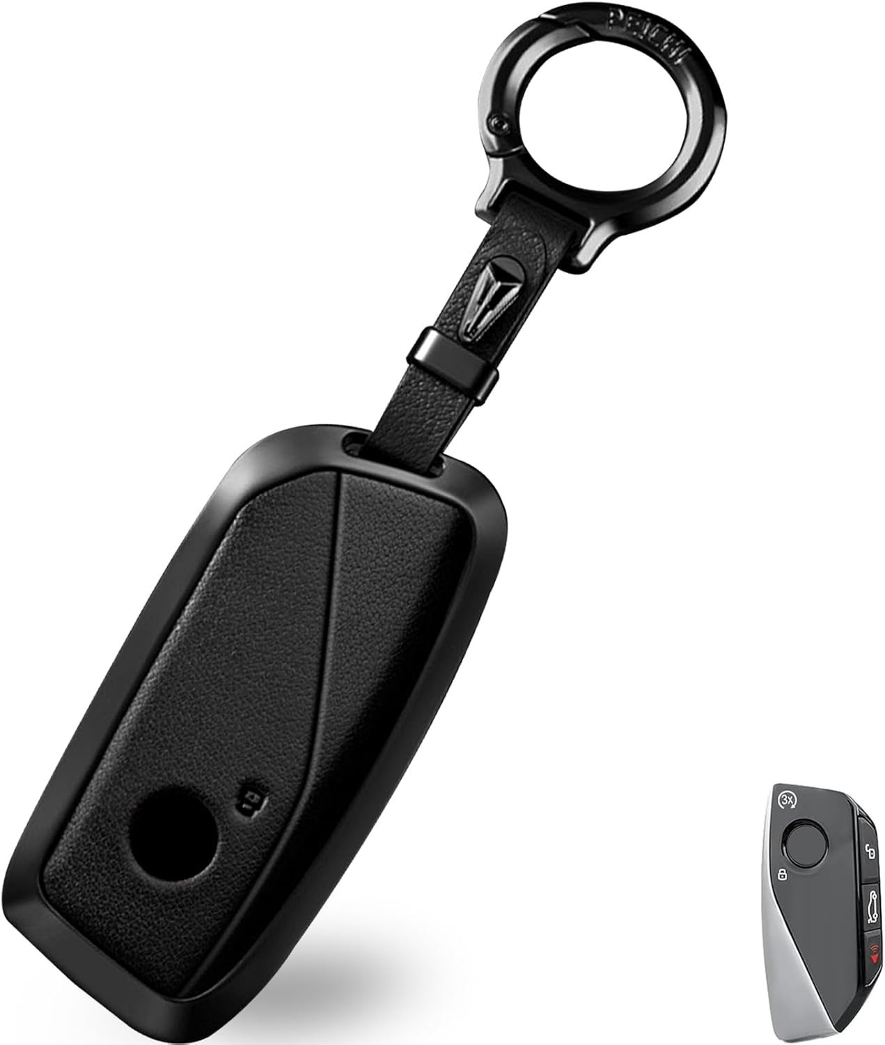 OLLEN Metal Key Fob Cover, Fit for BMW 2023 2024 2025 2026 New 5/7 - Black