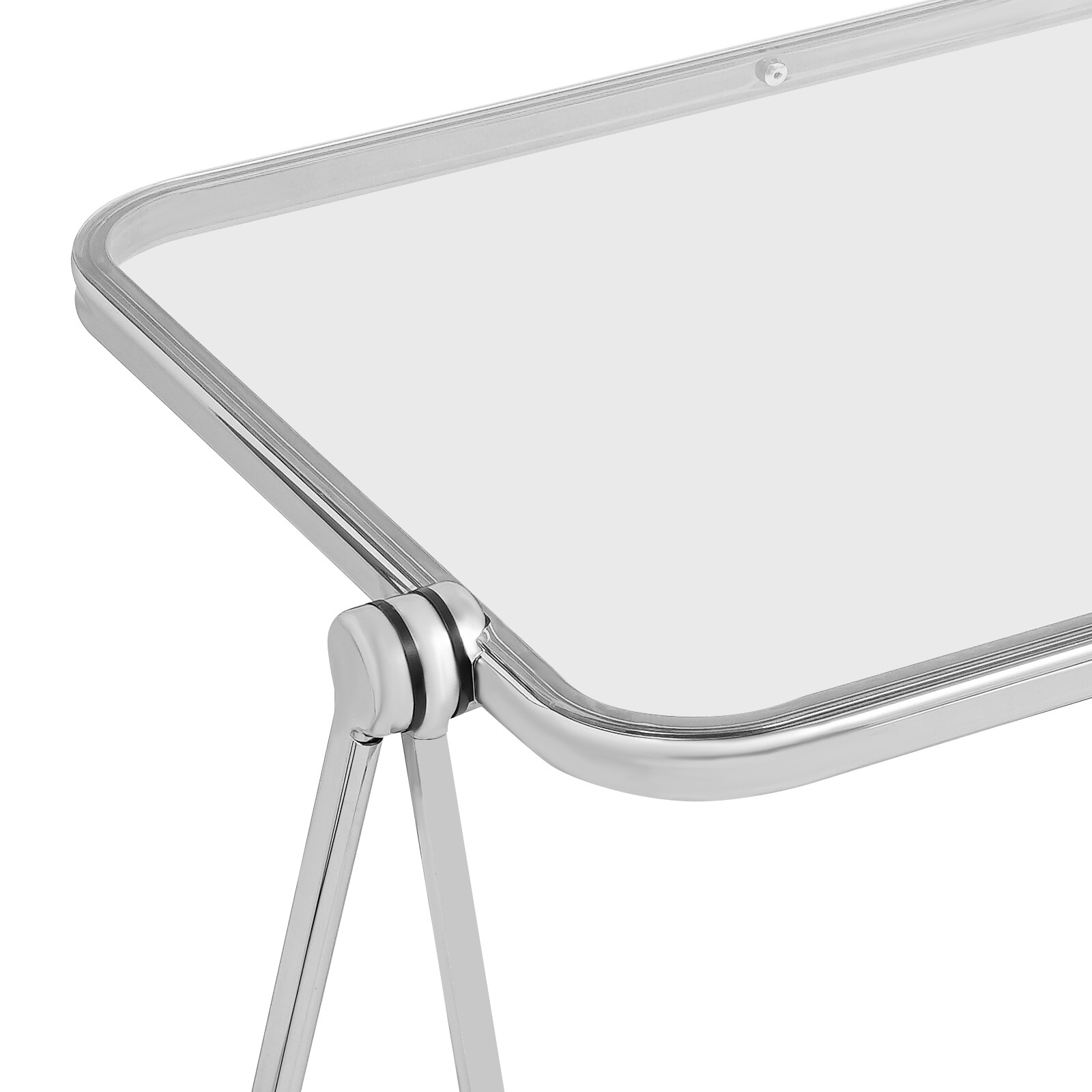Silver& Clear Foldable Side Table Tiny Computer Desk for Home Office Indoor