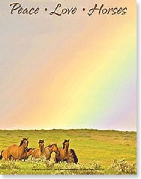 LEANIN TREE Peace-Love-Horses~Note Pad 60 sheets~#63142~Herd in a Meadow~