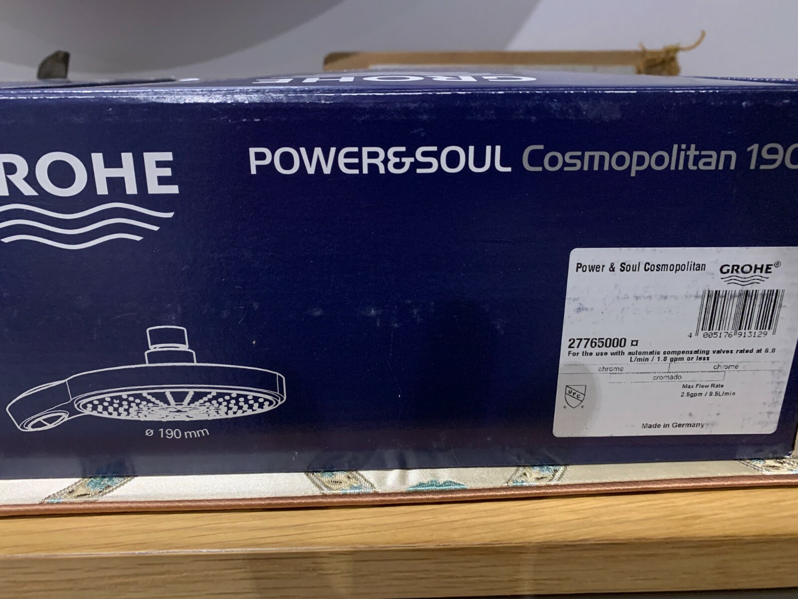 GROHE Power & Soul Cosmo 190 Overhead Shower 4 Function Chrome with Arm