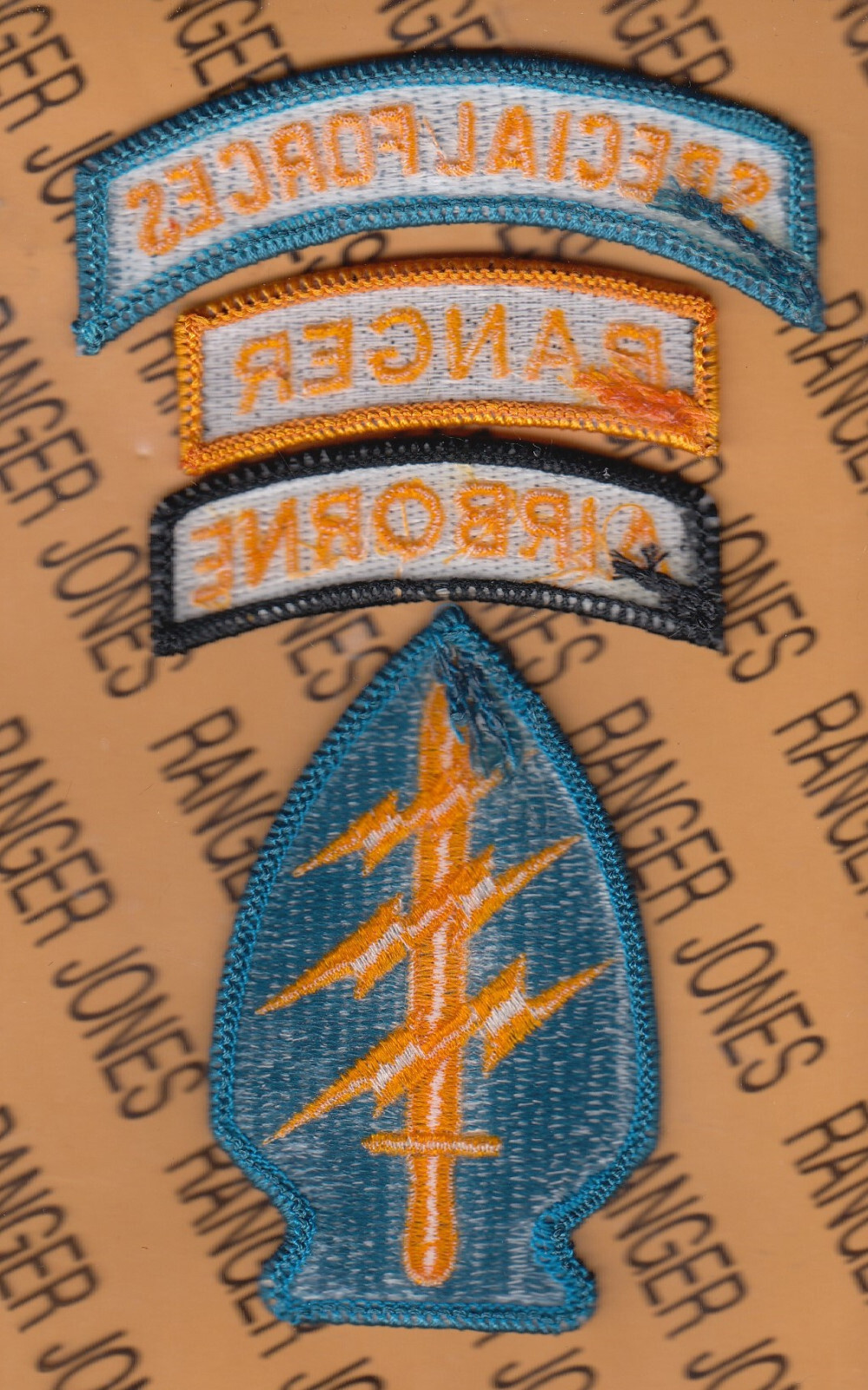 US Army Special Forces Group Airborne SFGA SF RANGER TOP ~5.5" patch tab m/e set