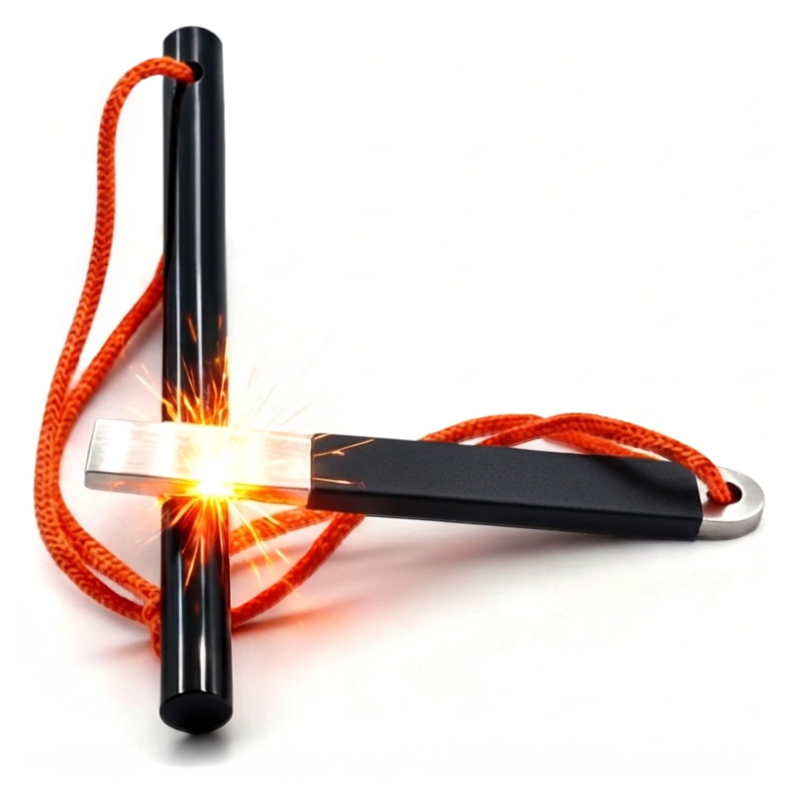 4" Portable Waterproof Ferrocerium Ferro Rod Fire Starter Large, Black