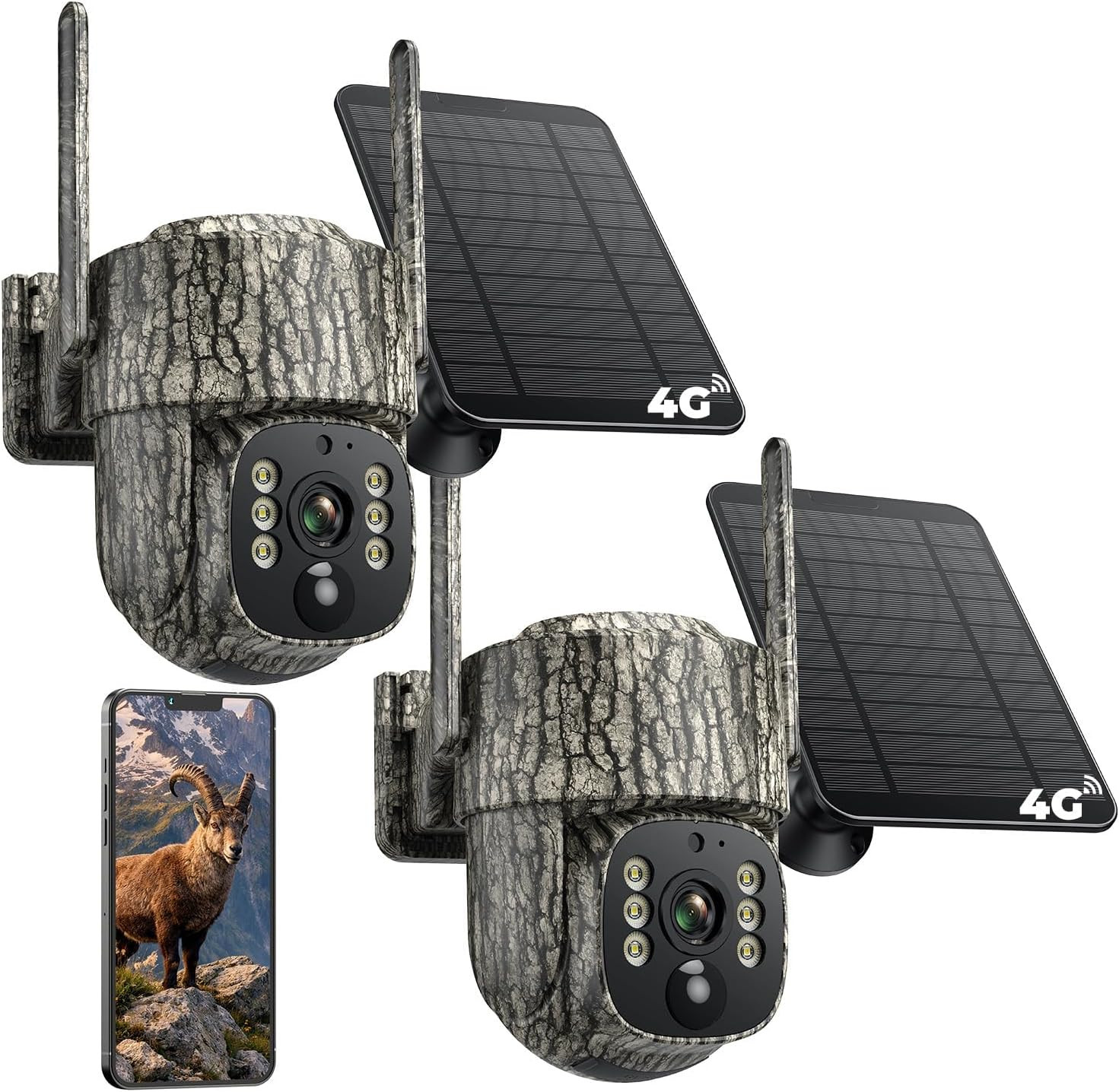 4G LTE Cellular Trail Camera, 360° Live Streaming Solar Game Camera 2.5K SIM Car
