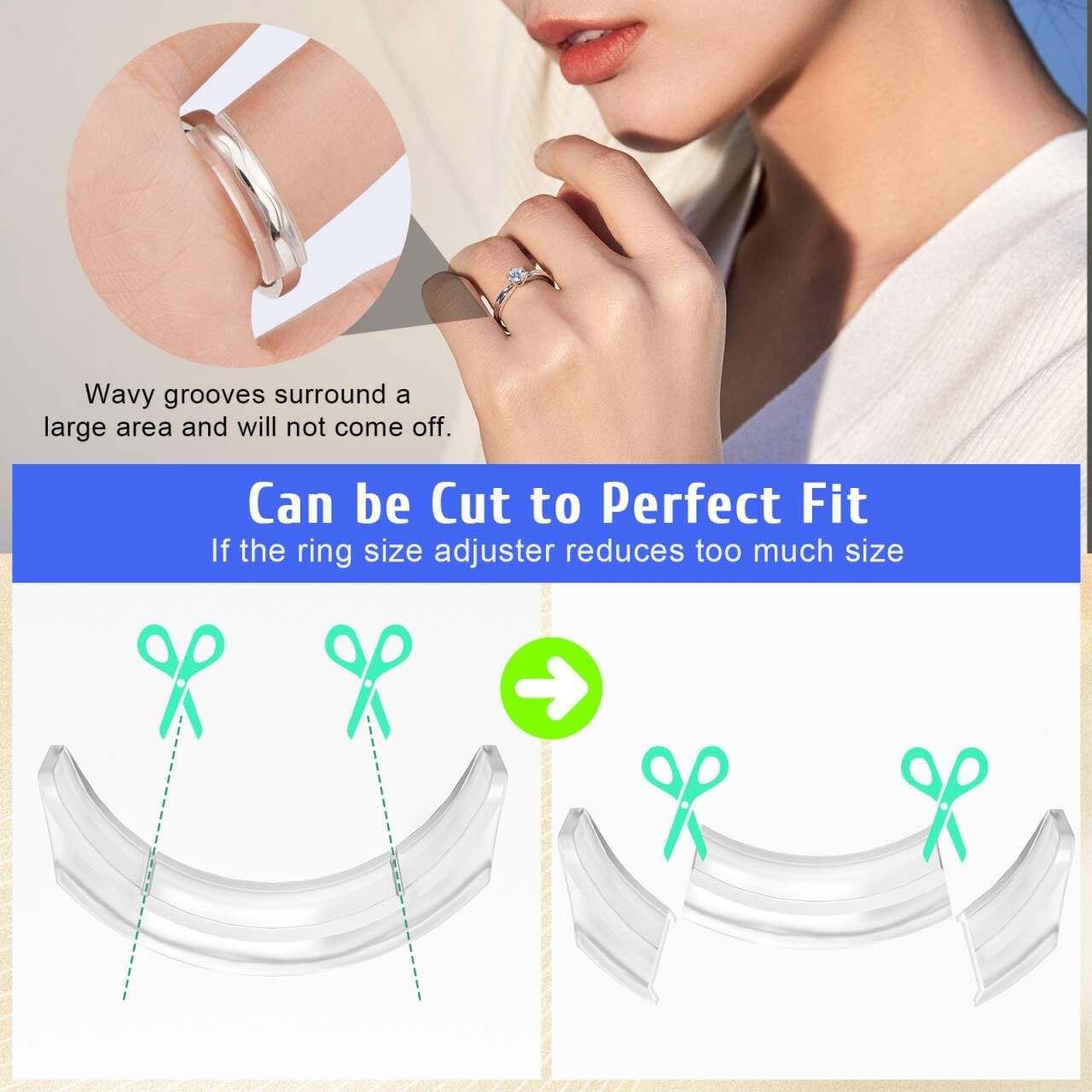 Eiito Ring Sizers & Guards for Loose Rings - Clip-Type 8 PCS + 6 PACK