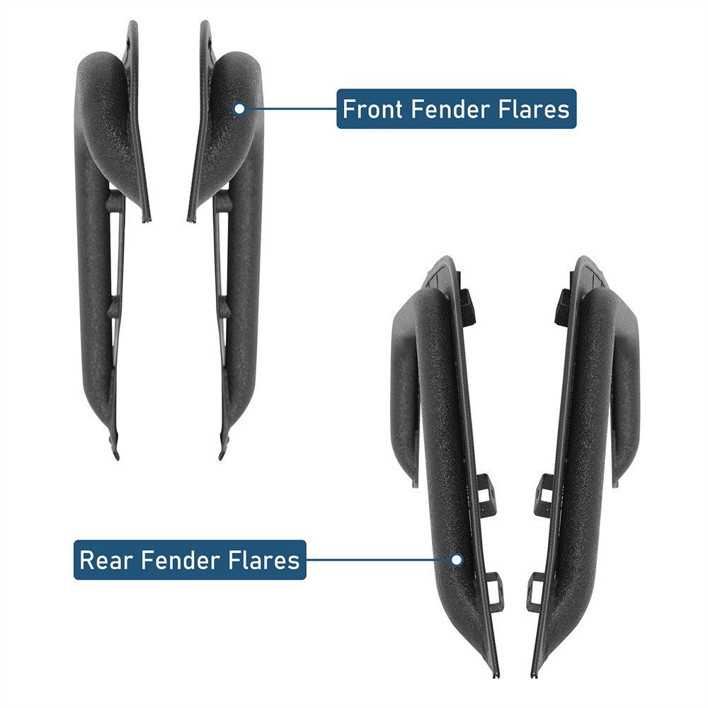 Hooke Road Front & Rear Compact Tube Fender Flares Fit 07-18 Jeep Wrangler JK