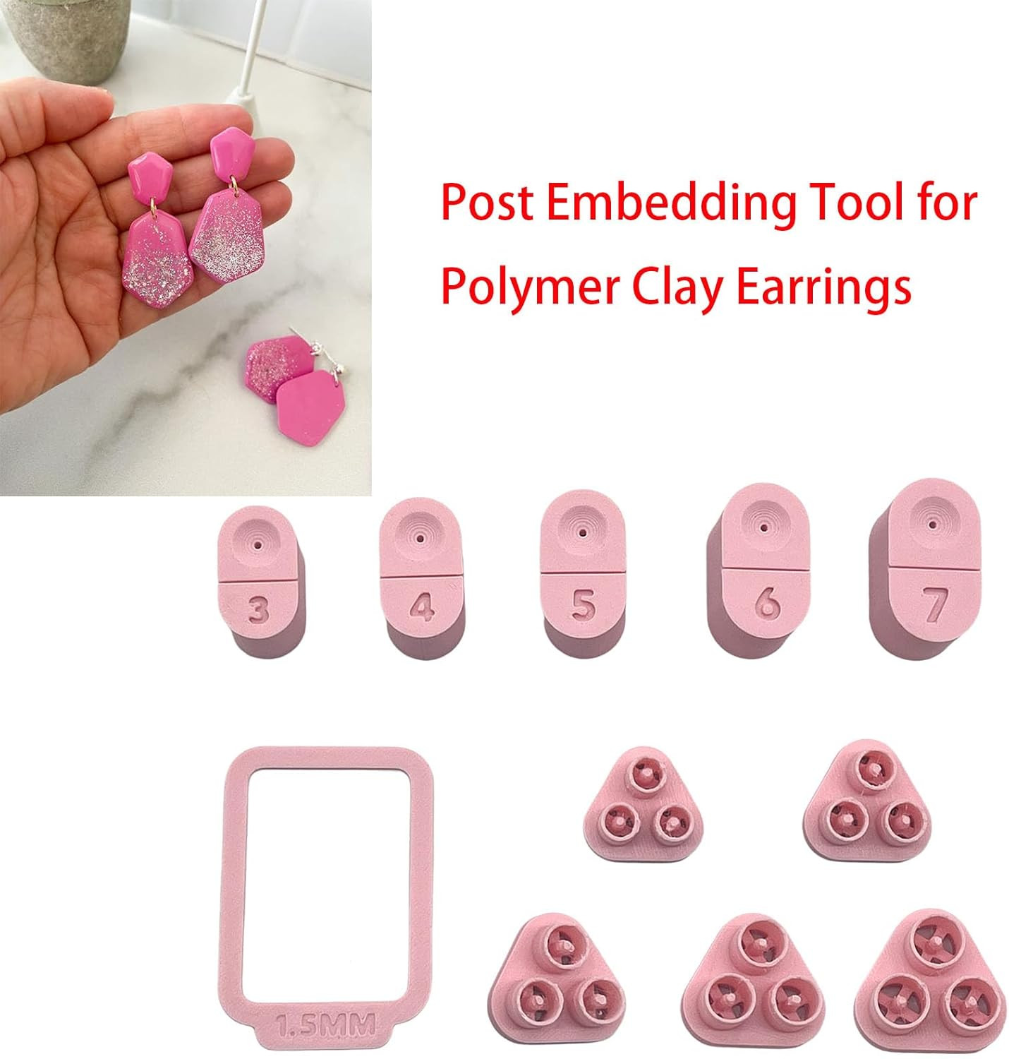 Post Embedding Tool for Polymer Clay Earrings, Clay Earring Post Setting Tool, P