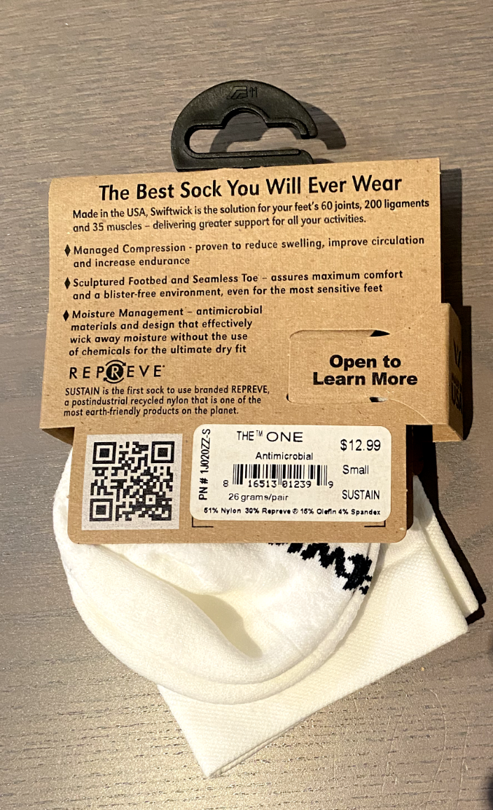 Swiftwick Socks, Vibe, One, White Small, Free Shipping