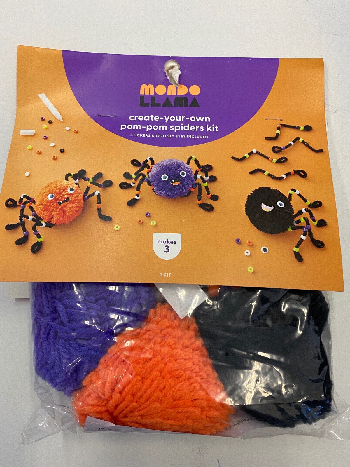 Halloween create your own craft kit pom pom spiders (makes 3)