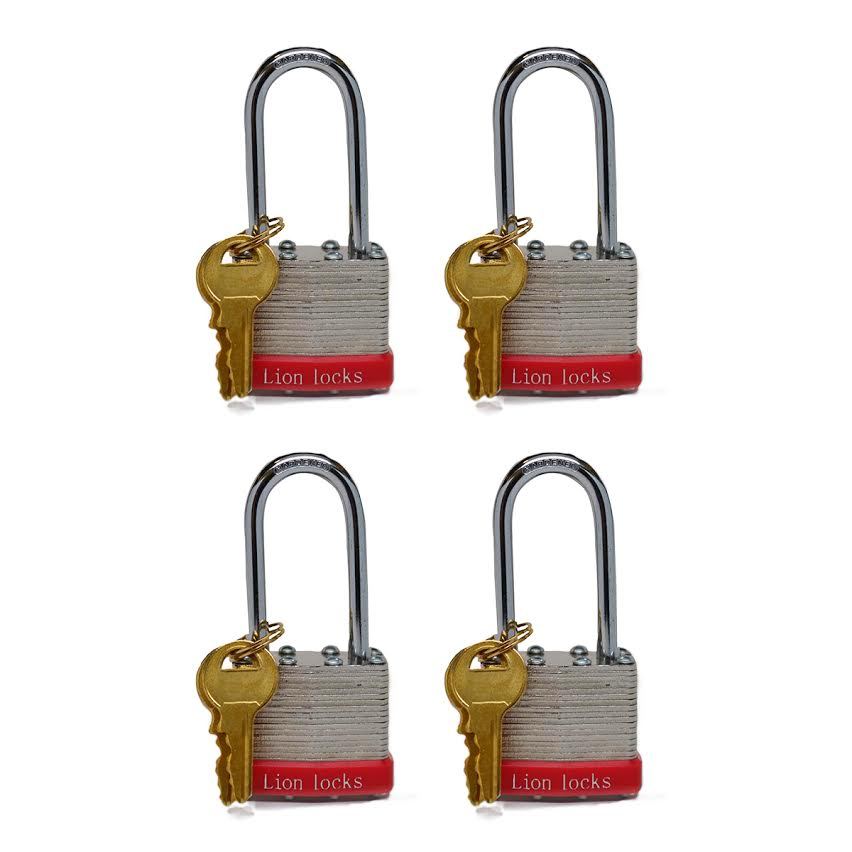 Lion Locks 5PLS Keyed-Alike Padlock, 1-9/16-inch Wide 2-inch Shackle, 4-Pack