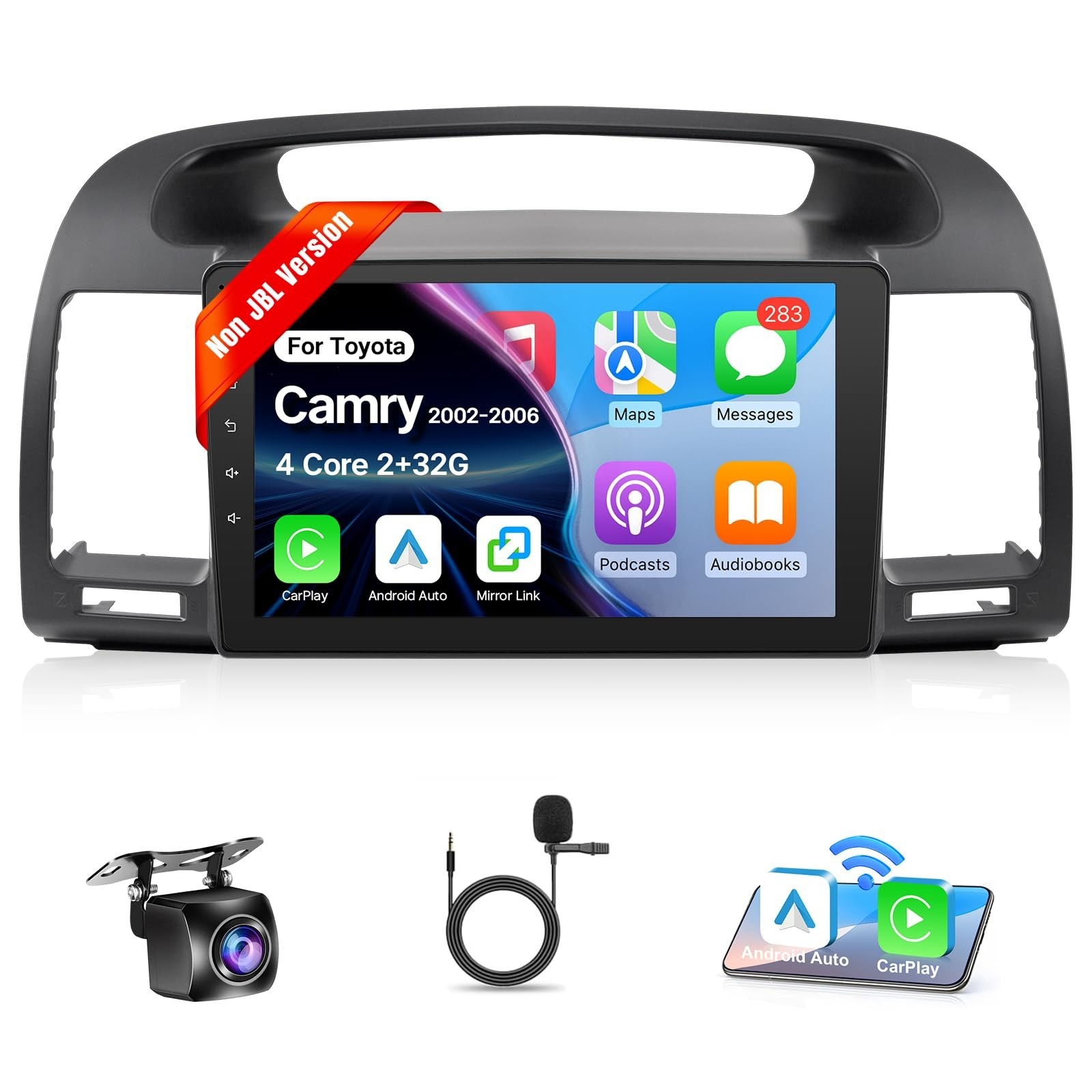 Leadfan Carplay Radio for Toyota Camry 2002-2006, 9 inch Touch Screen Car Ste...