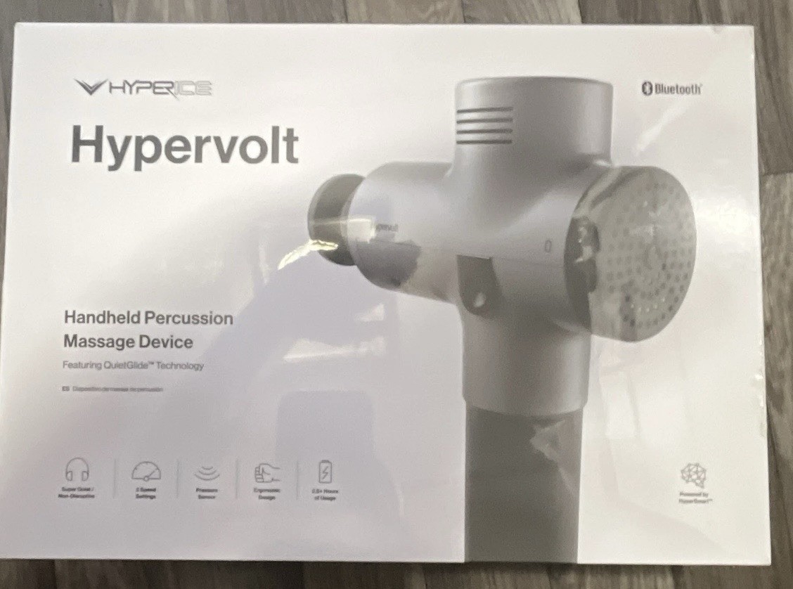 Hyperice Hypervolt Percussion Massage Gun Bluetooth Handheld Gray 5 Heads