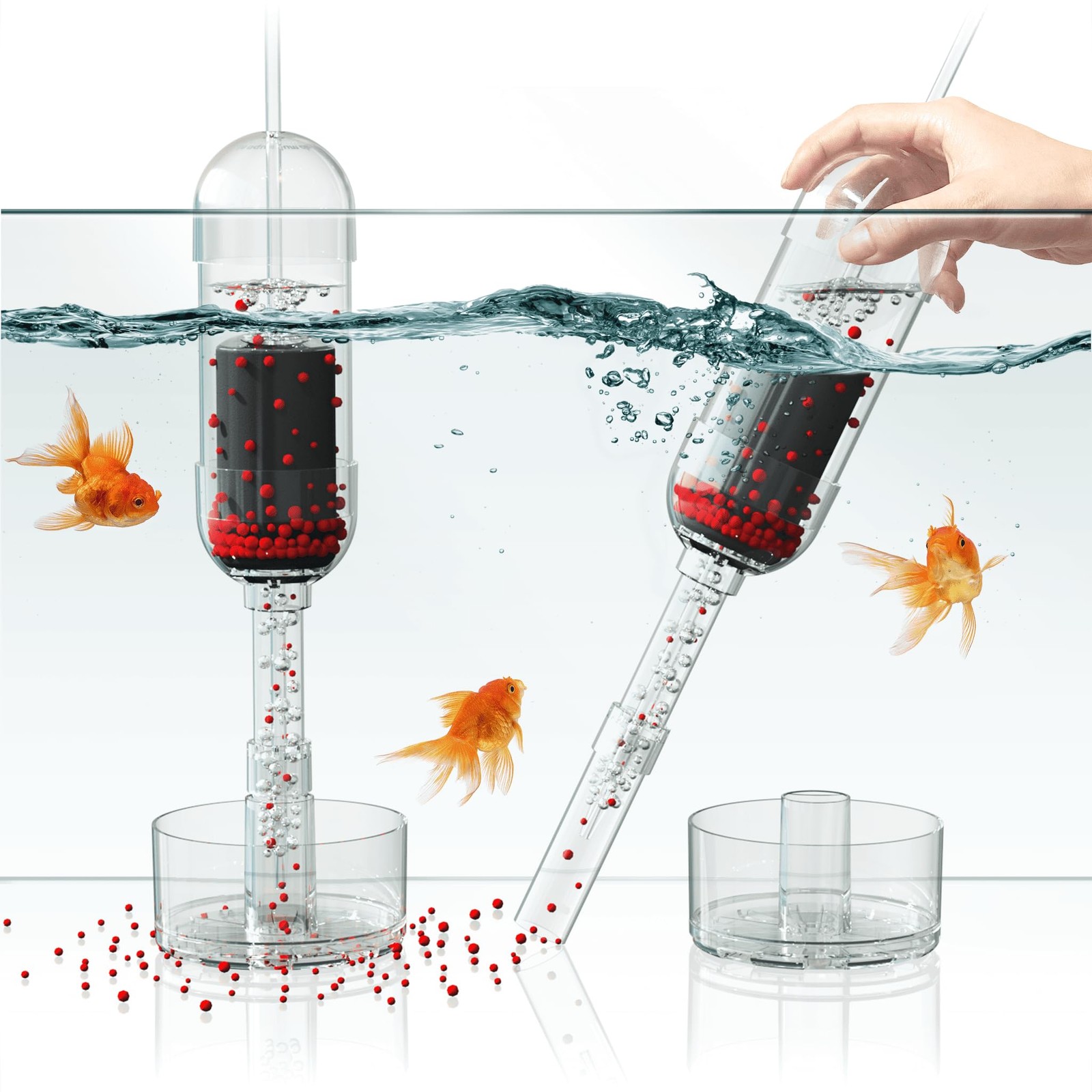 IRUZIO Aquarium Cleaner 2-in-1 – Medium (10.6–17.7 in Water Depth) | Air Pump