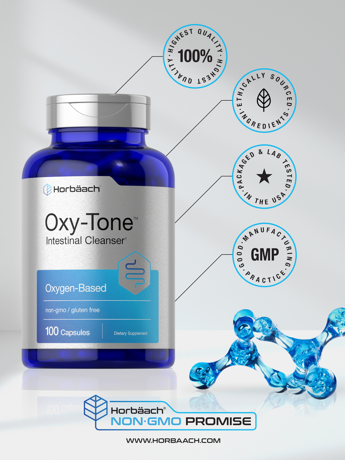 Oxygen Colon Cleanser | 100 Capsules | Intestinal Cleanser | by Horbaach