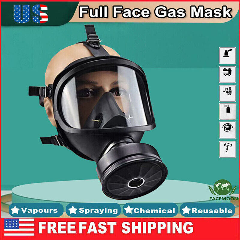 Paint Spray Gas Mask Full Face Respirator Activated Charcoal Filter Fast Ship