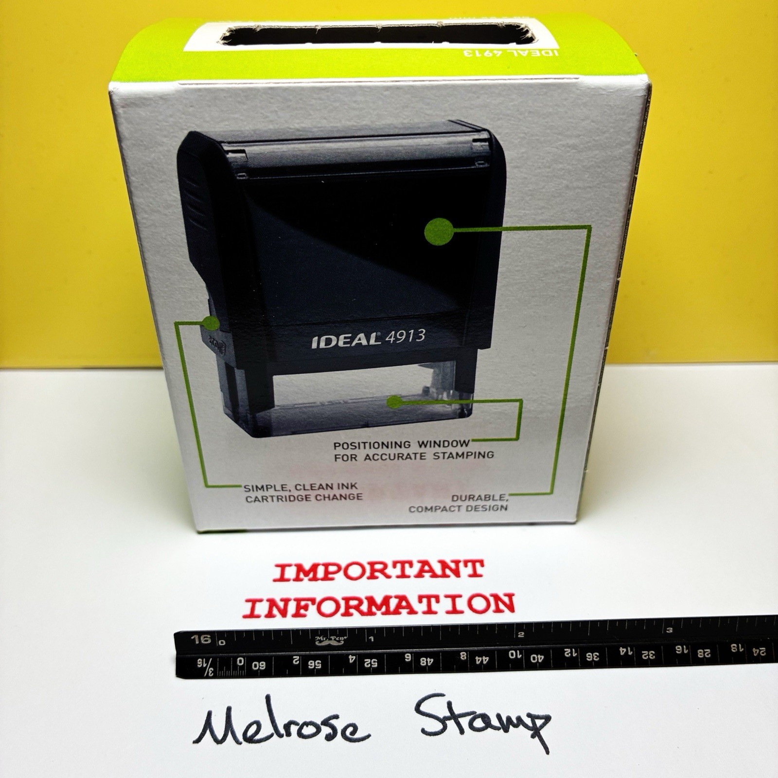Important Information Rubber Stamp Red Ink Self Inking Ideal 4913