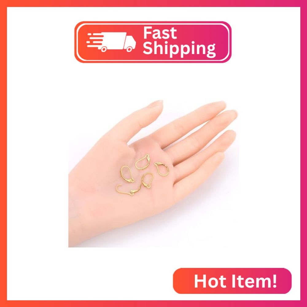 Adabele 50pcs Raw Brass Interchangeable Leverback Earring Hooks Strong Ear Wire