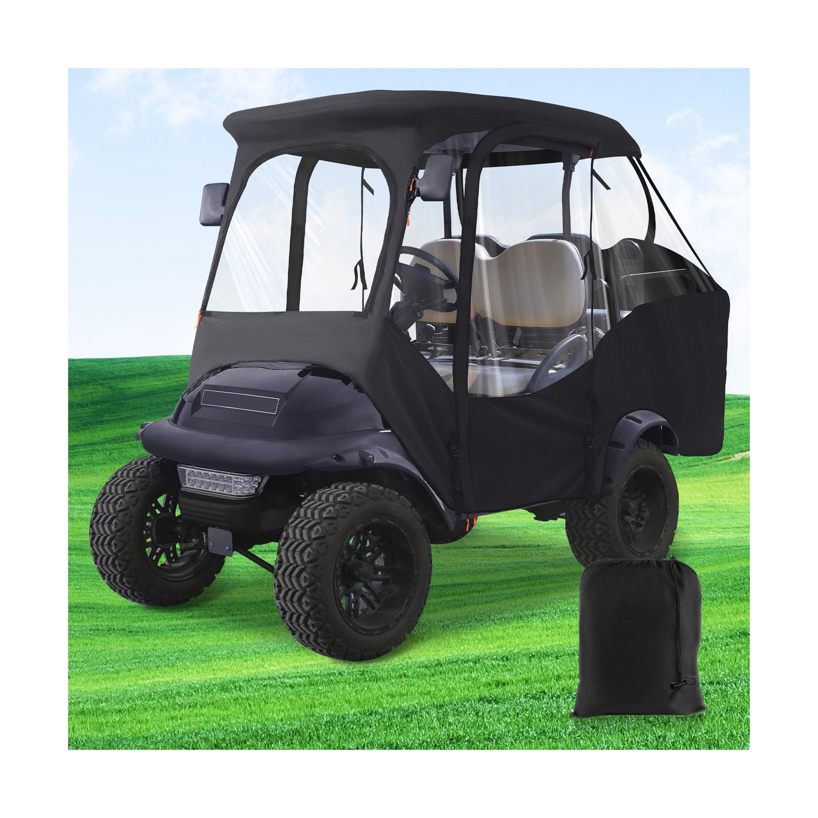 Drive-up Golf Cart Enclosure, Club Car Enclosure Fits for 4 Passengers Club C...