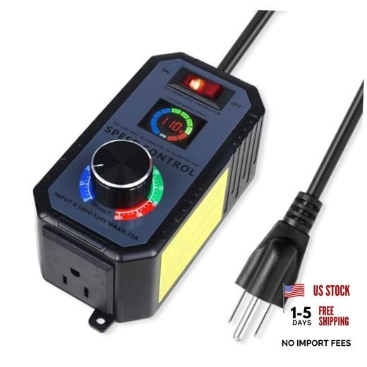 Upgraded AC Motor Speed Controller with Large LED Percentage Display, 120V 15A