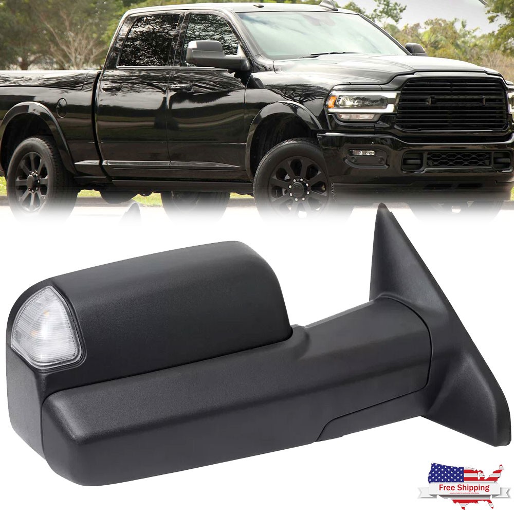 Right Passenger Side For 2019-2023 Ram 2500 3500 Power Heated Tow Mirror+Puddle