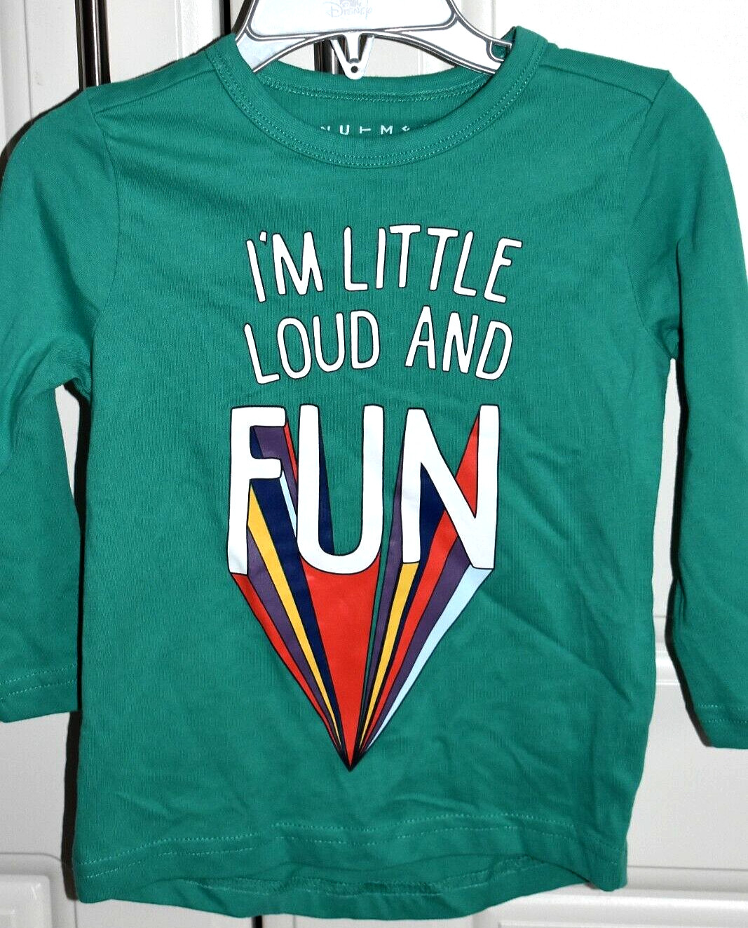 Nutmeg at Morrisons Green I'M LITTLE LOUD & FUN Long Sleeve Top 12-18 Months NEW