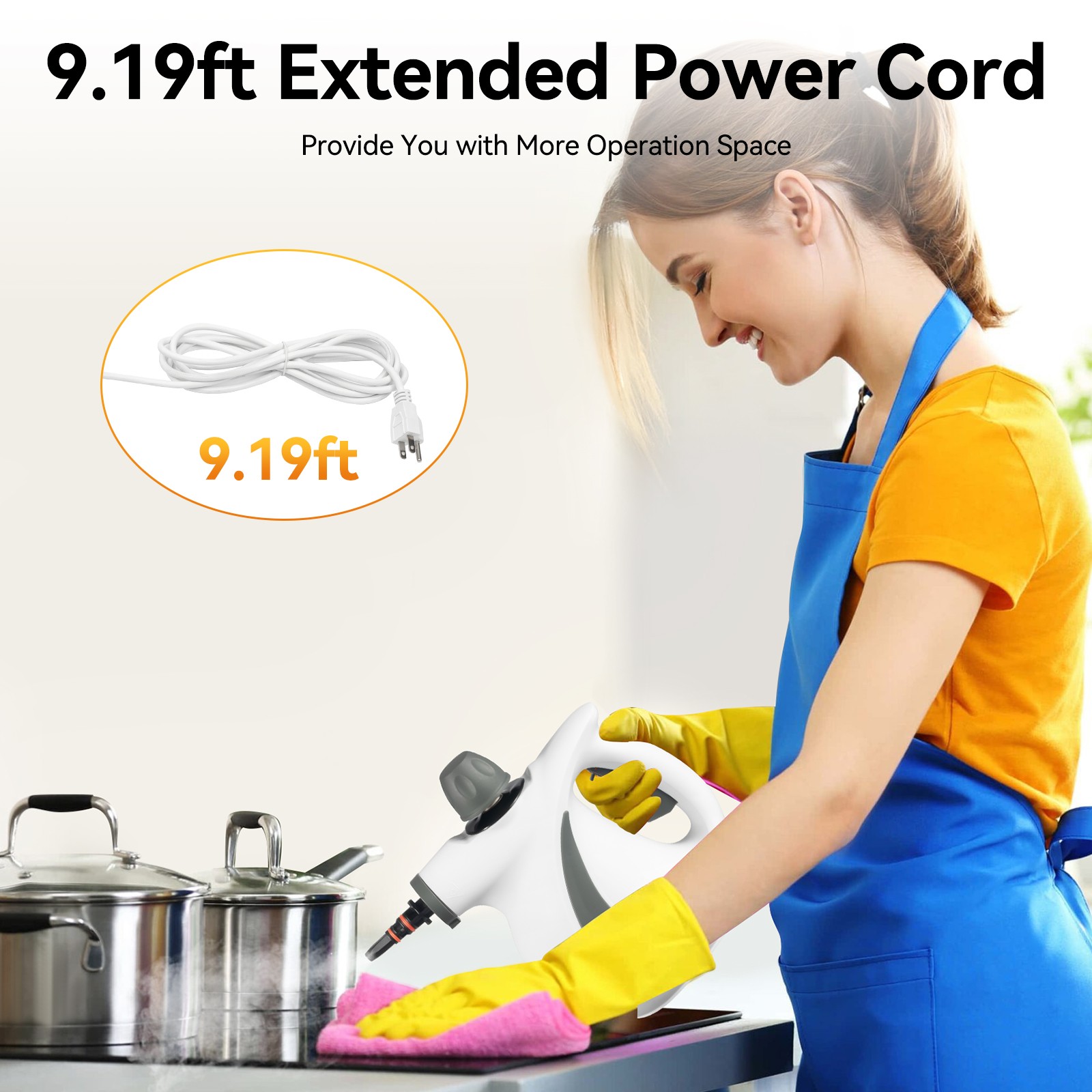 Handheld Steam Cleaner, Pressurized Multi-surface Natural Steam Cleaner