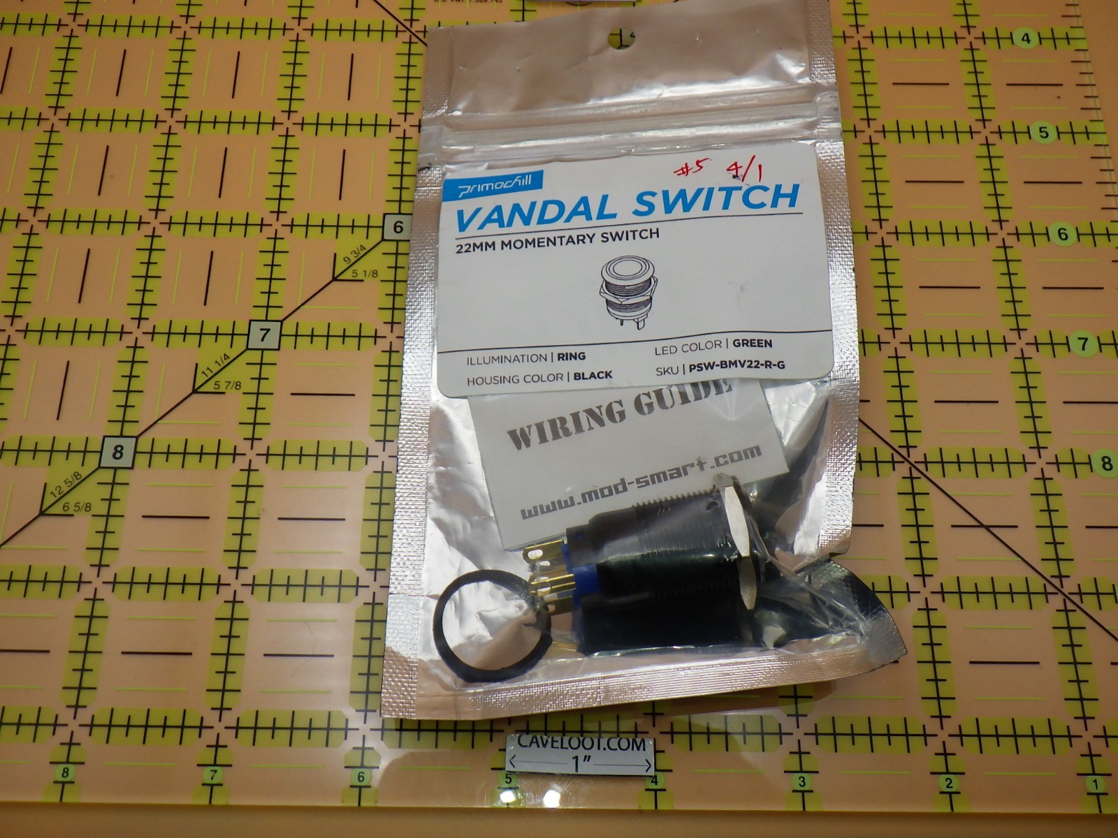Primochill Vandal Switch 22mm Momentary Switch Illumination Ring Black Housing